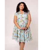 Hell Bunny Plus Size Sky Blue Woodland Print Swing Dress - Unique Vintage - Womens, DRESSES, SWING