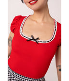 Hell Bunny Red Gracie Top - Unique Vintage - Womens, TOPS, SHIRTS