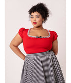 Hell Bunny Red Gracie Top - Unique Vintage - Womens, TOPS, SHIRTS