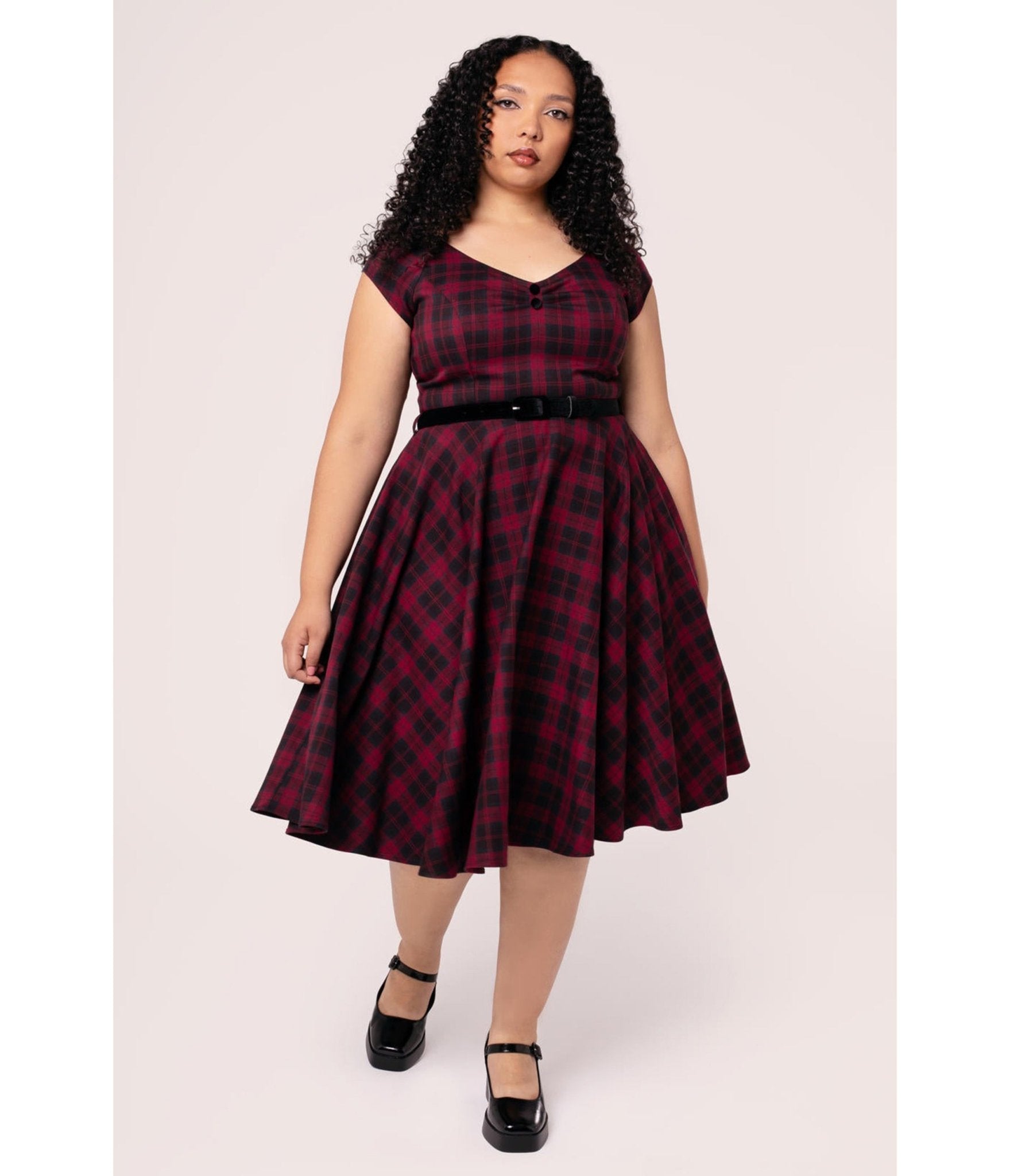 Hell Bunny Red Plaid Carmina Swing Dress - Unique Vintage - Womens, DRESSES, SWING