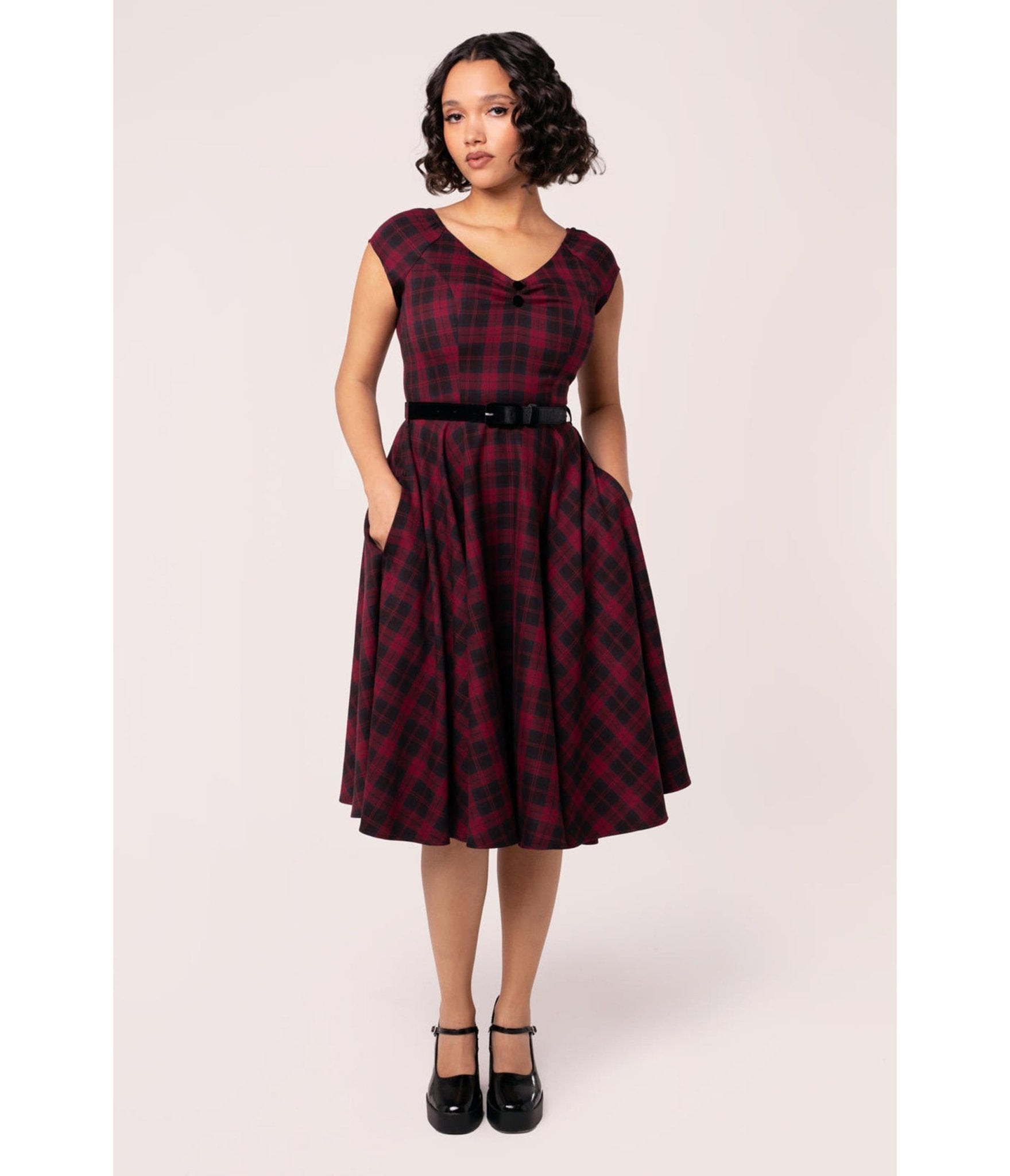 Hell Bunny Red Plaid Carmina Swing Dress – Unique Vintage