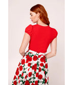 Hell Bunny Red Priscilla Top - Unique Vintage - Womens, TOPS, KNIT TOPS