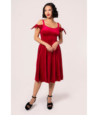 Hell Bunny Red Velvet Carrie Swing Dress - Unique Vintage - Womens, DRESSES, A - LINE
