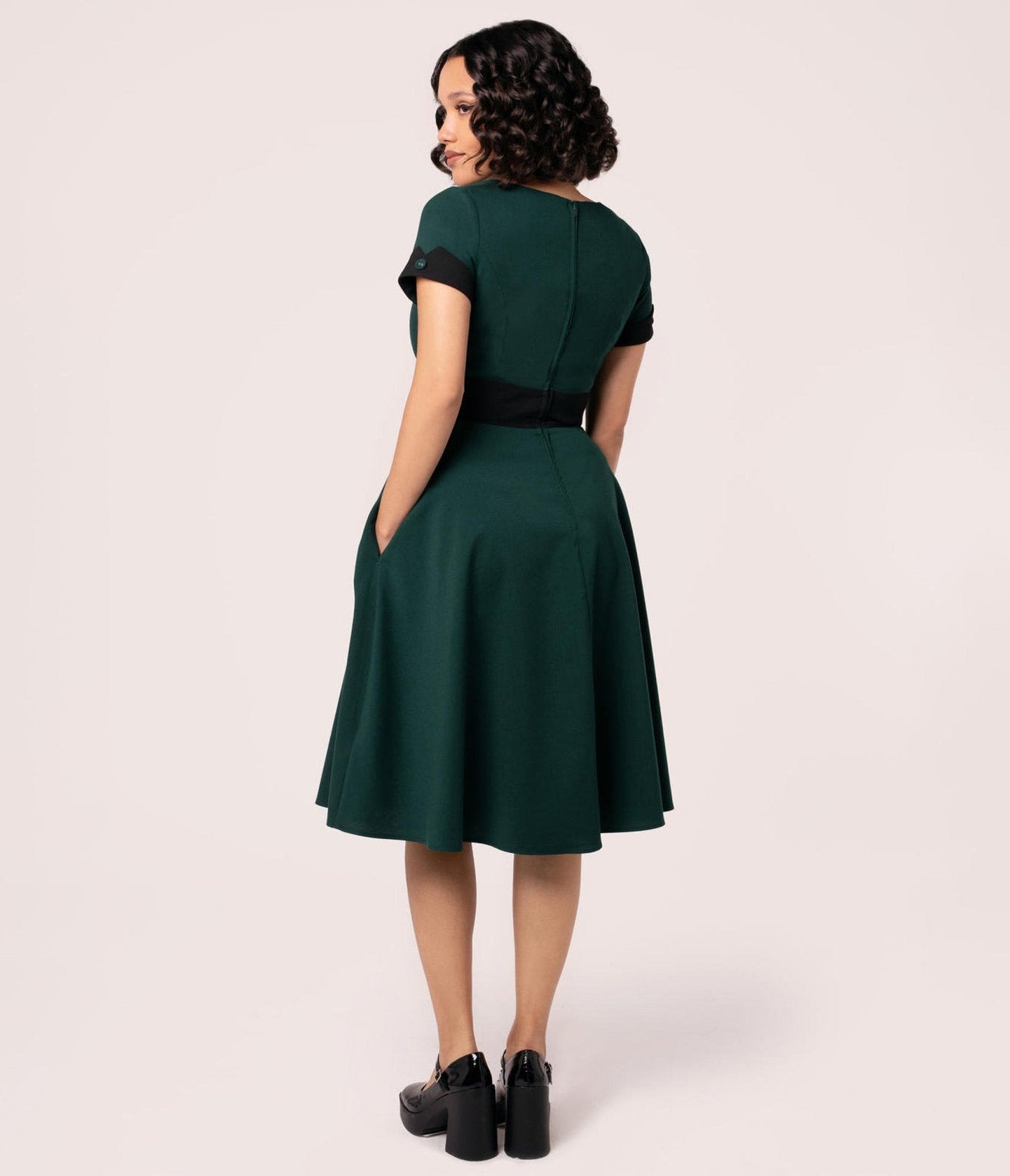 Hell Bunny Teal and Black Jessica Dress - Unique Vintage - Womens, DRESSES, A - LINE