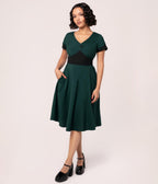 Hell Bunny Teal and Black Jessica Dress - Unique Vintage - Womens, DRESSES, A - LINE