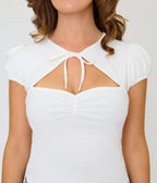 Hell Bunny White Priscilla Top - Unique Vintage - Womens, TOPS, KNIT TOPS