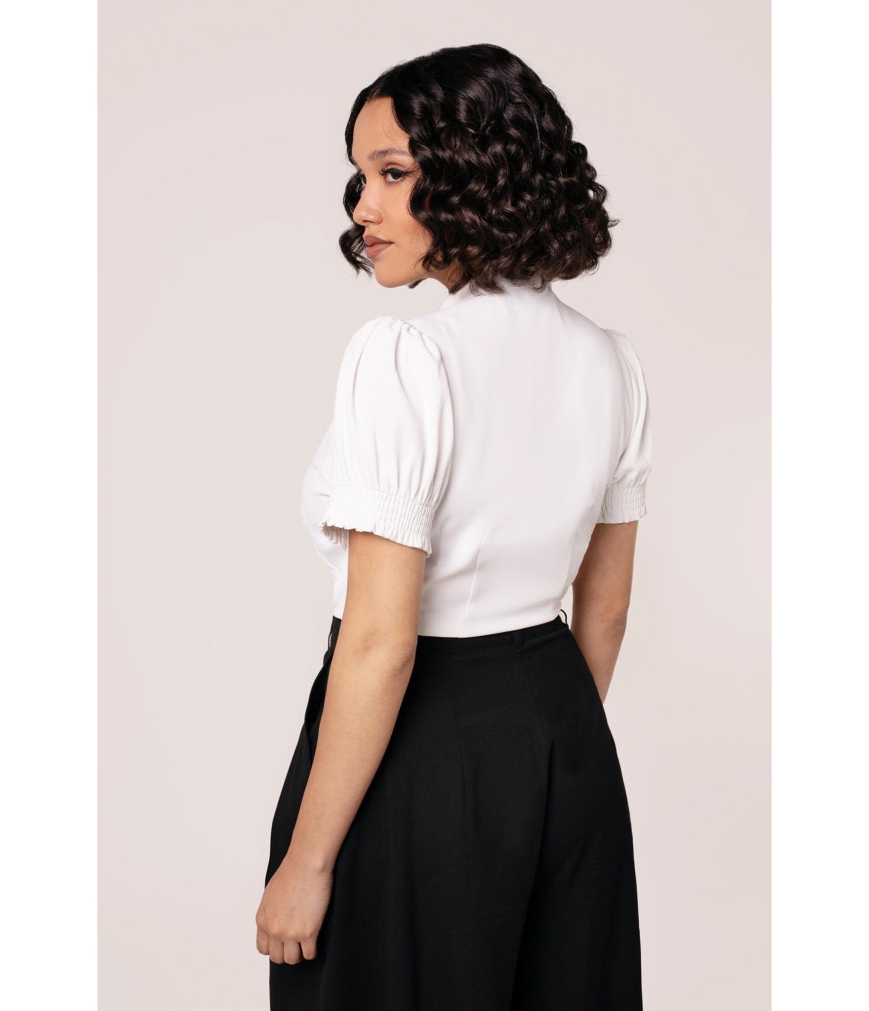 Hell Bunny White Turner Bow Blouse – Unique Vintage