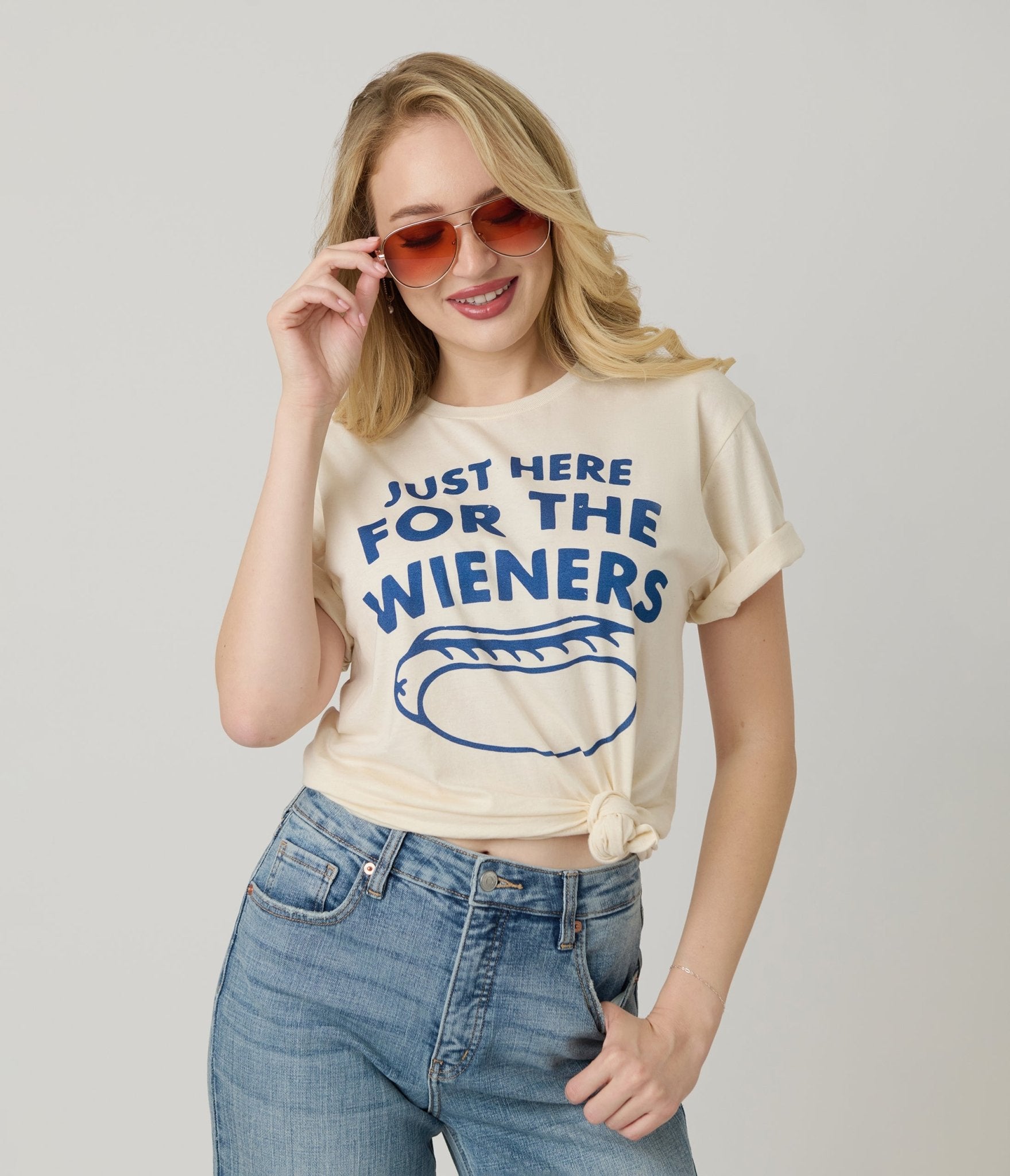 Here for the Weiners Unisex Graphic Tee - Unique Vintage - Womens, GRAPHIC TEES, TEES