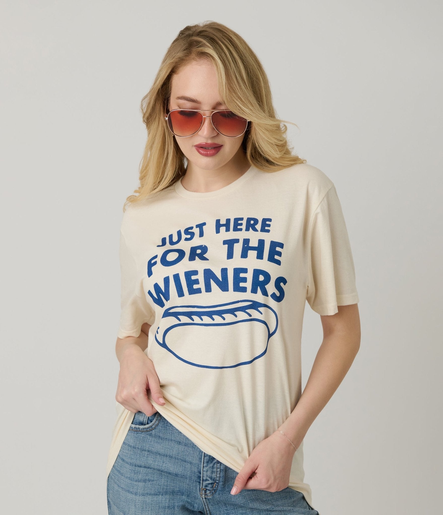 Here for the Weiners Unisex Graphic Tee - Unique Vintage - Womens, GRAPHIC TEES, TEES