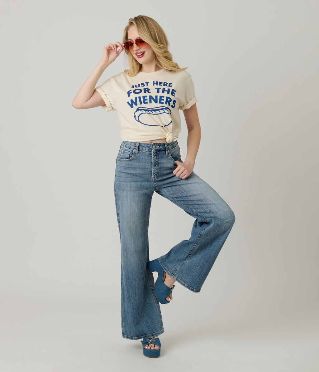 Here for the Weiners Unisex Graphic Tee - Unique Vintage - Womens, GRAPHIC TEES, TEES