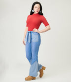 High Rise Light Wash Flare Jeans - Unique Vintage - 