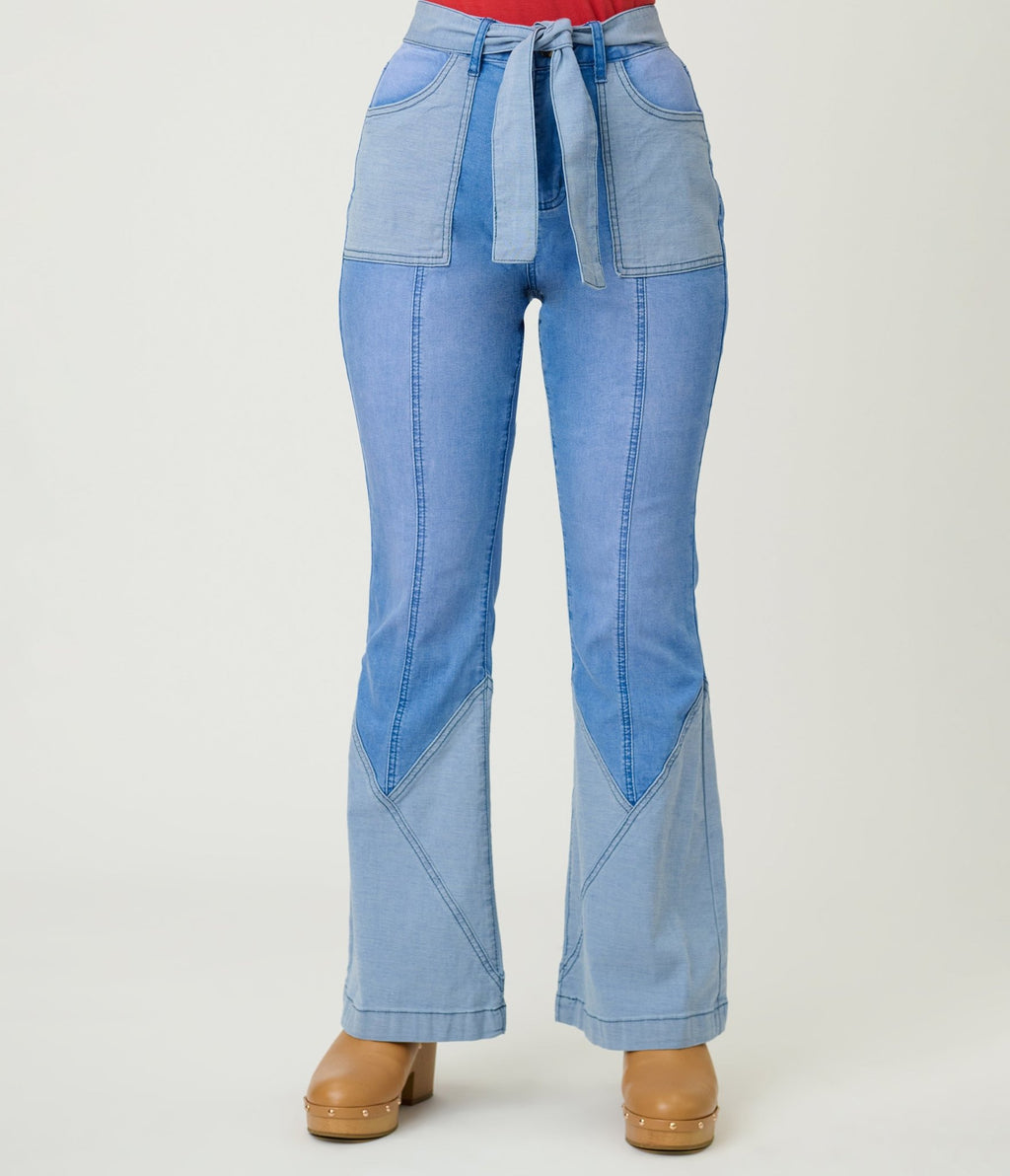 High Rise Light Wash Flare Jeans - Unique Vintage - 