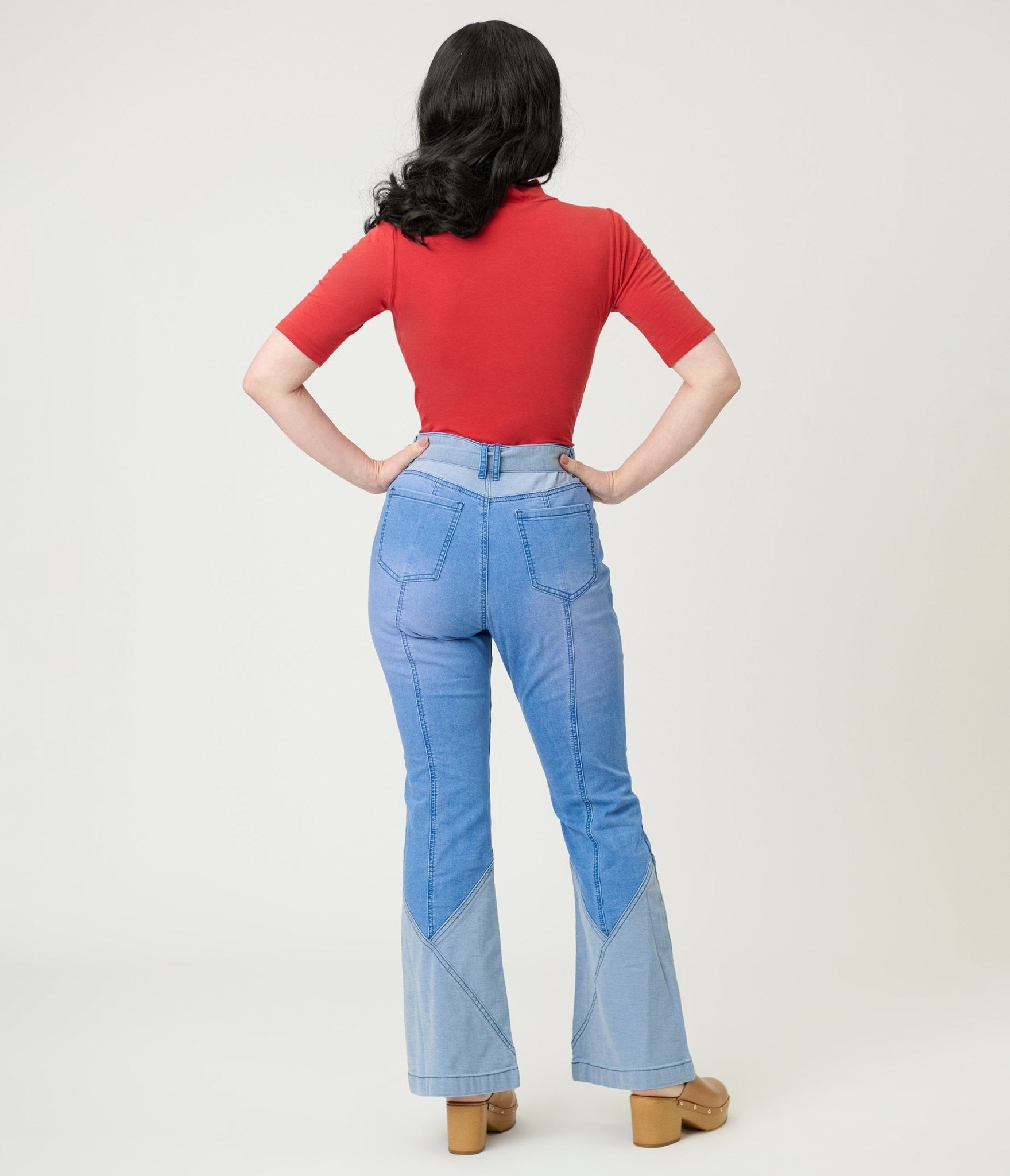 High Rise Light Wash Flare Jeans - Unique Vintage - 