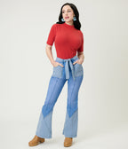 High Rise Light Wash Flare Jeans - Unique Vintage - 