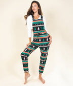 Holiday Fair Isle Pajama Overalls - Unique Vintage - Womens, BOTTOMS, Loungewear