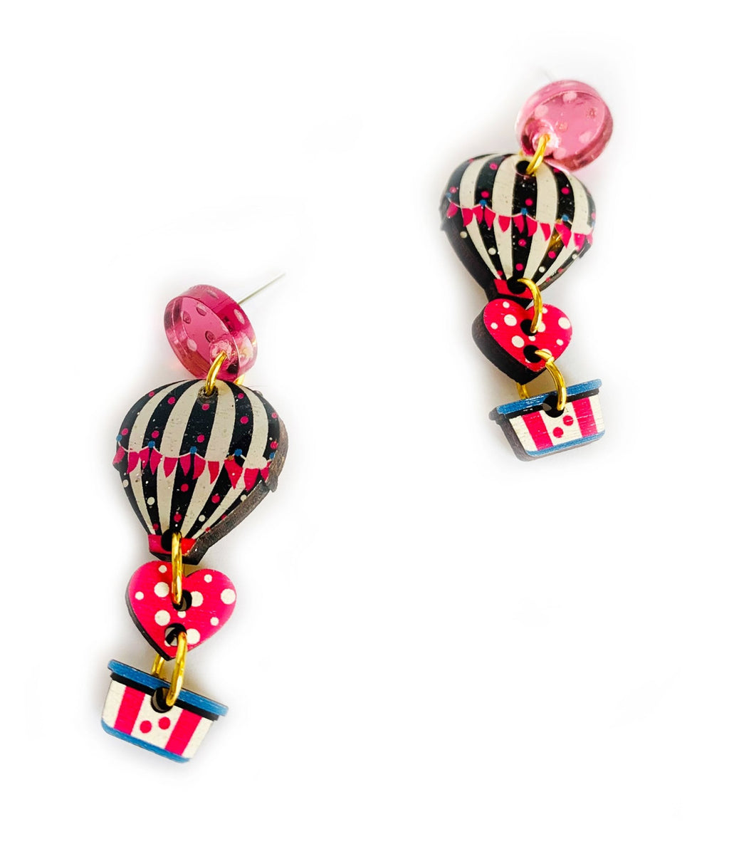 Hot Air Balloon Earrings - Unique Vintage - Womens, ACCESSORIES, JEWELRY