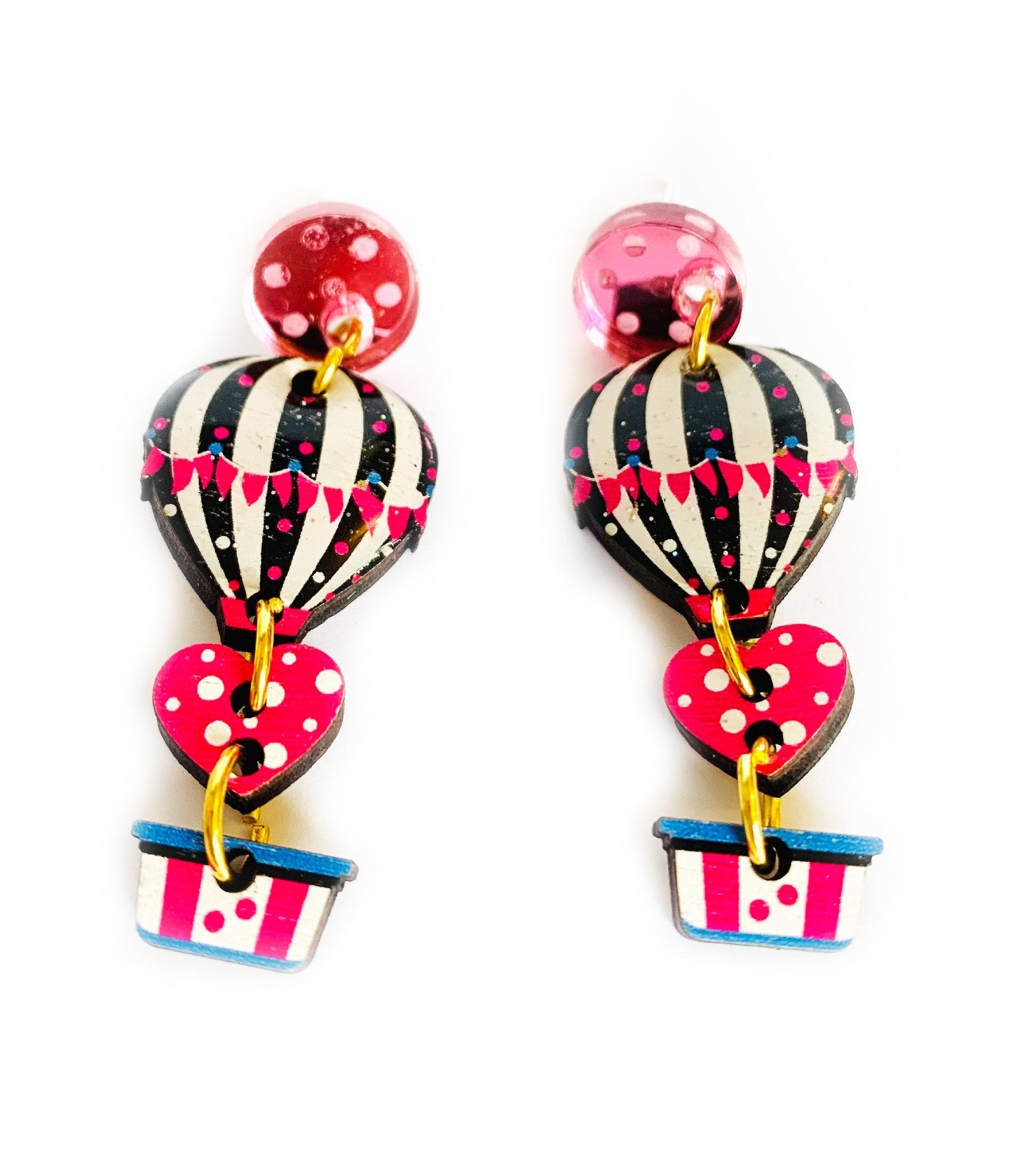 Hot Air Balloon Earrings - Unique Vintage - Womens, ACCESSORIES, JEWELRY