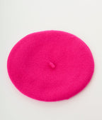 Hot Pink Classic Vintage Parisian Beret - Unique Vintage - Womens, ACCESSORIES, HATS