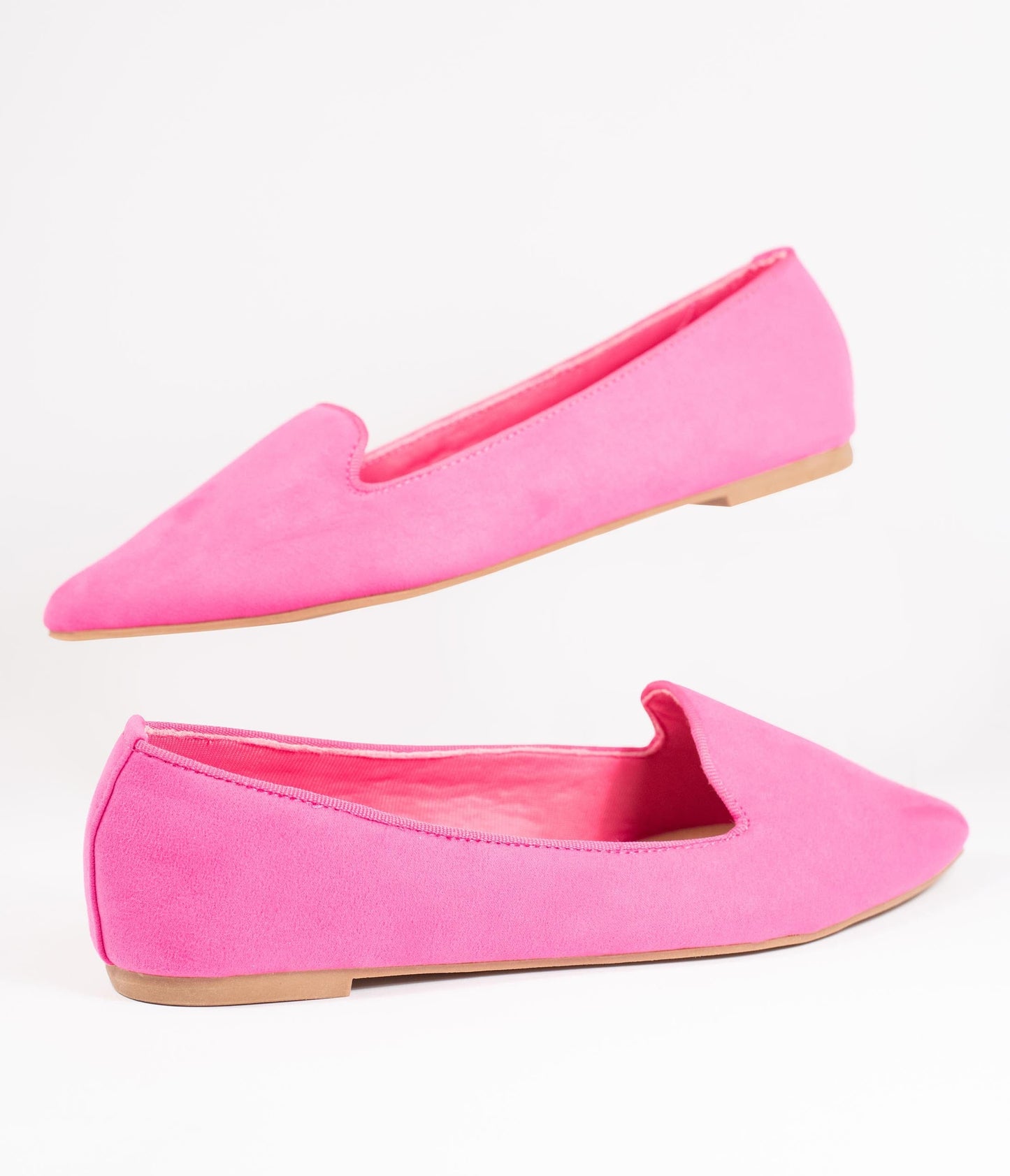 Hot Pink Suede Loafer Flats - Unique Vintage - Womens, SHOES, FLATS