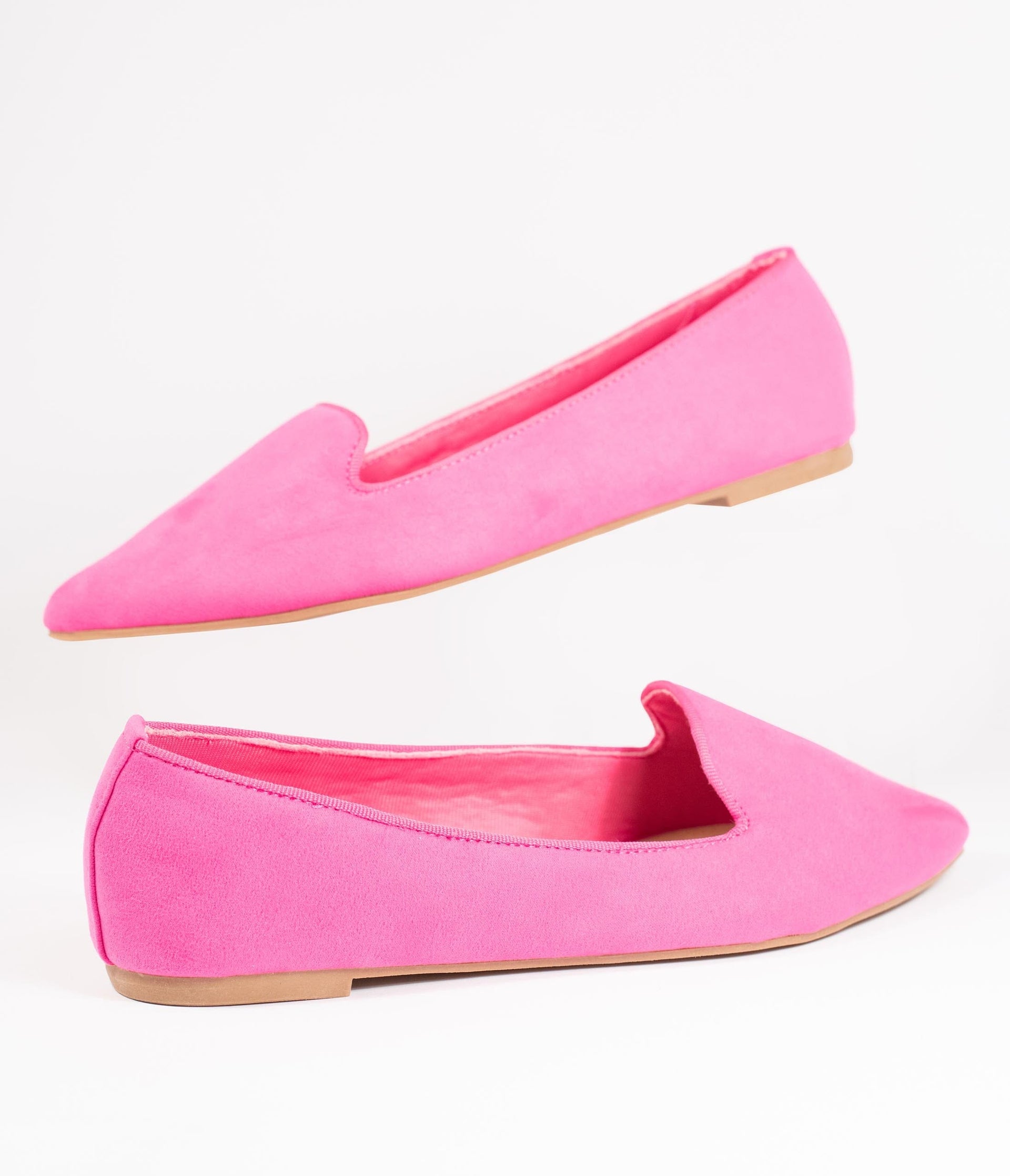 Hot Pink Suede Loafer Flats - Unique Vintage - Womens, SHOES, FLATS