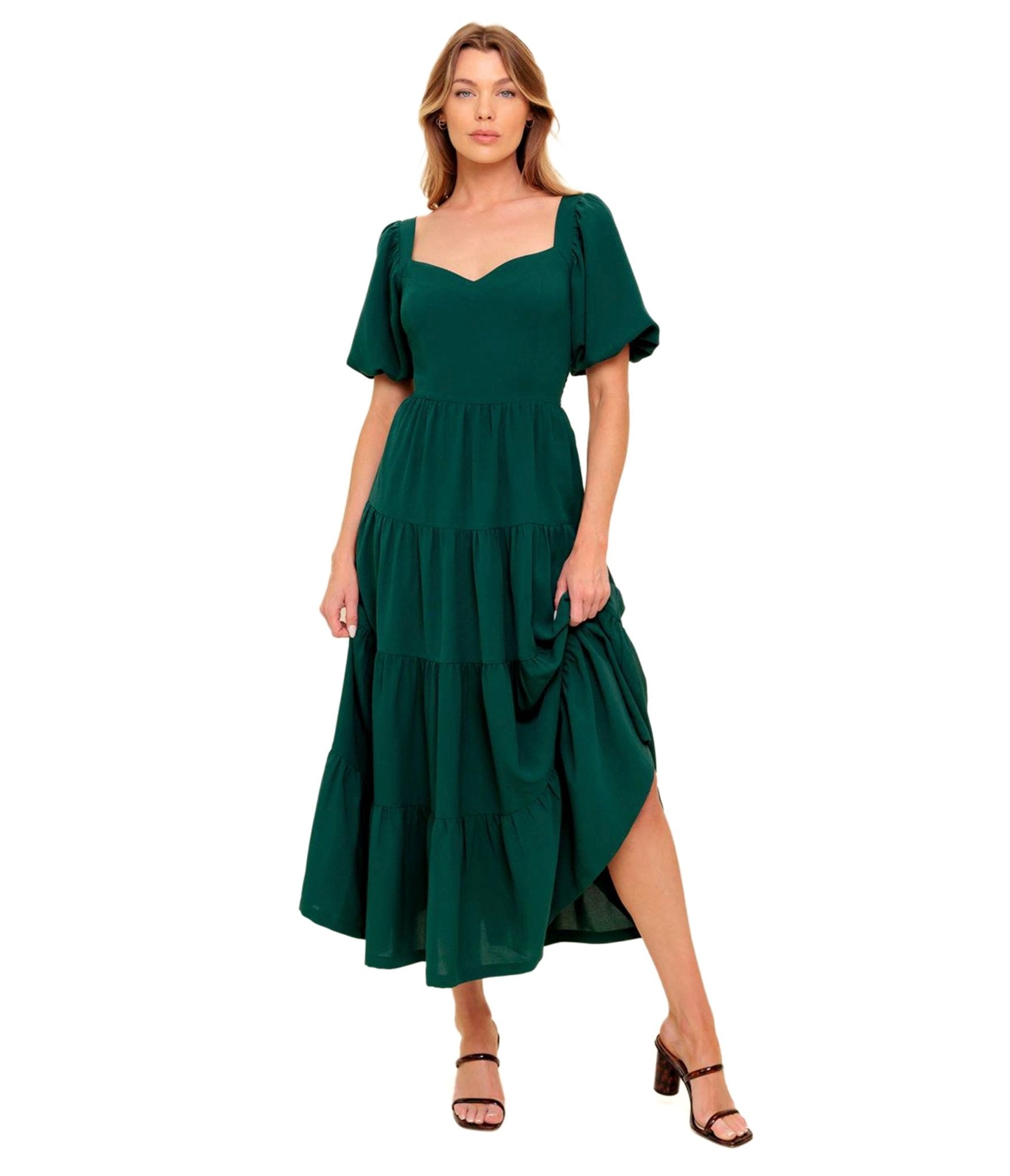 Hunter Green Ready When You Are Woven Midi Dress - Unique Vintage - Womens, DRESSES, MIDI