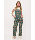 Hunter Green Squirrel Print Overalls - Unique Vintage - Womens, BOTTOMS, ROMPERS AND JUMPSUITS