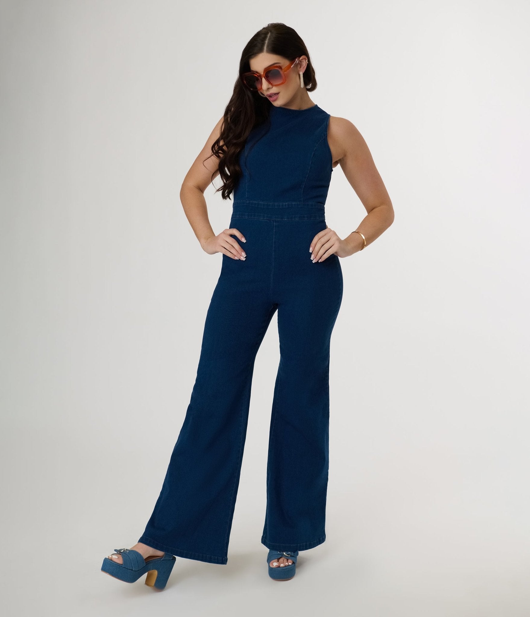 Indigo Denim Book Nook Jumpsuit - Unique Vintage - Womens, BOTTOMS, ROMPERS AND JUMPSUITS