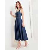 Indigo Denim Moonlight Serenade Midi Dress - Unique Vintage - Womens, DRESSES, MIDI