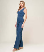 Indigo Denim Where The Night Jumpsuit - Unique Vintage - Womens, BOTTOMS, ROMPERS AND JUMPSUITS