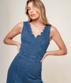 Indigo Denim Where The Night Jumpsuit - Unique Vintage - Womens, BOTTOMS, ROMPERS AND JUMPSUITS