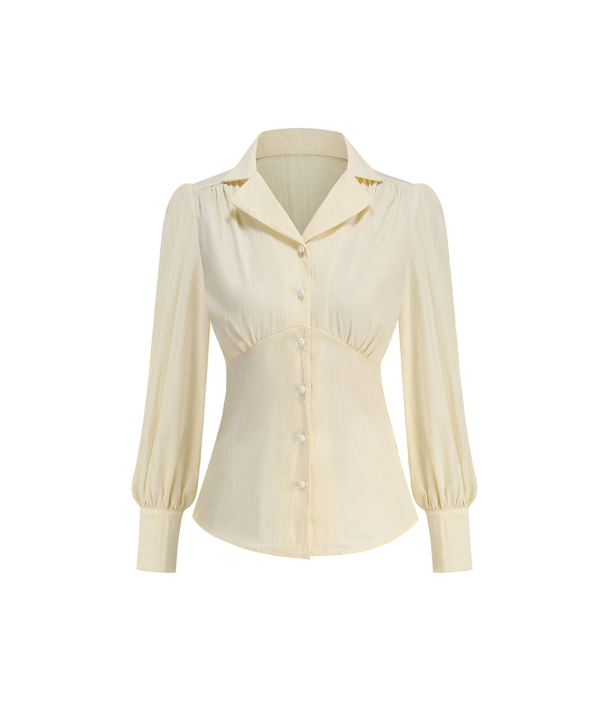 Ivory 1940's Button Up Collared Blouse - Unique Vintage - Blouses