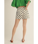 Ivory & Black Polka Dot High Waisted Shorts - Unique Vintage - Womens, BOTTOMS, SHORTS