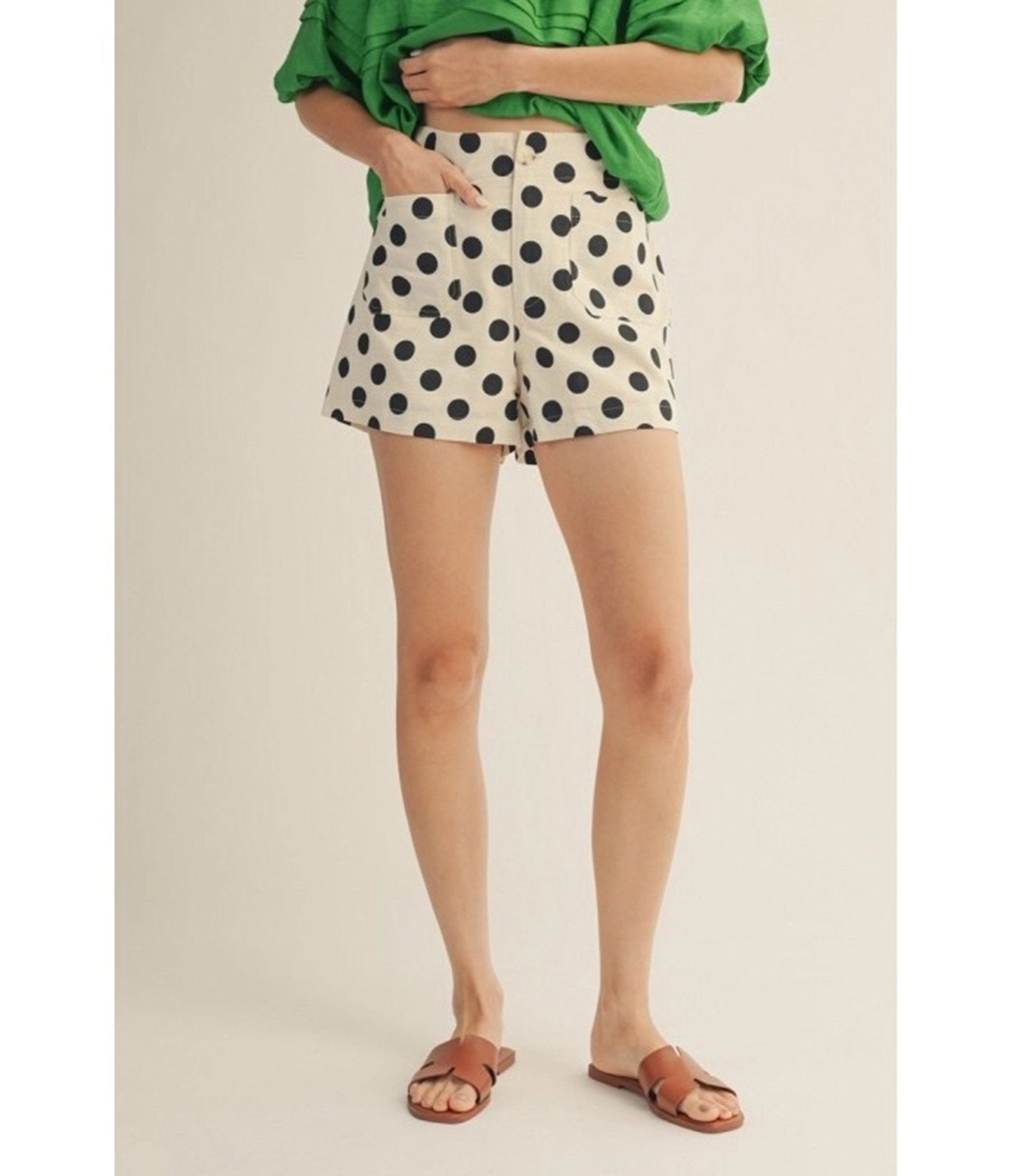 Ivory & Black Polka Dot High Waisted Shorts – Unique Vintage