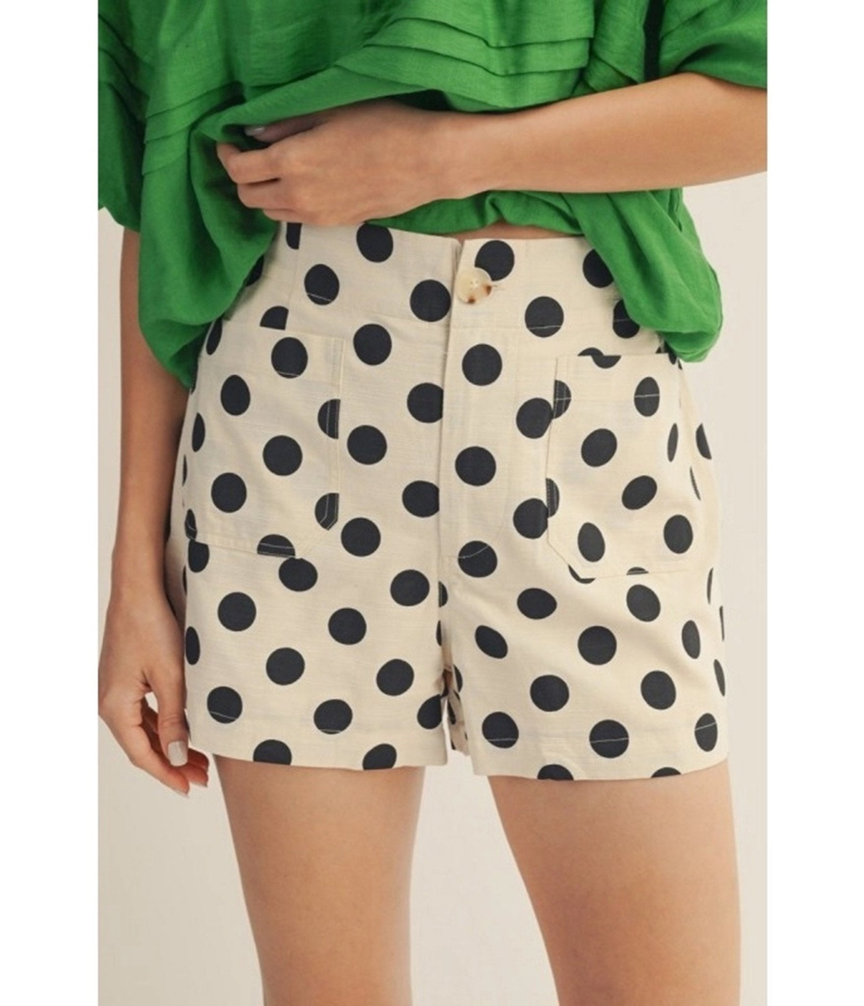 Ivory & Black Polka Dot High Waisted Shorts – Unique Vintage