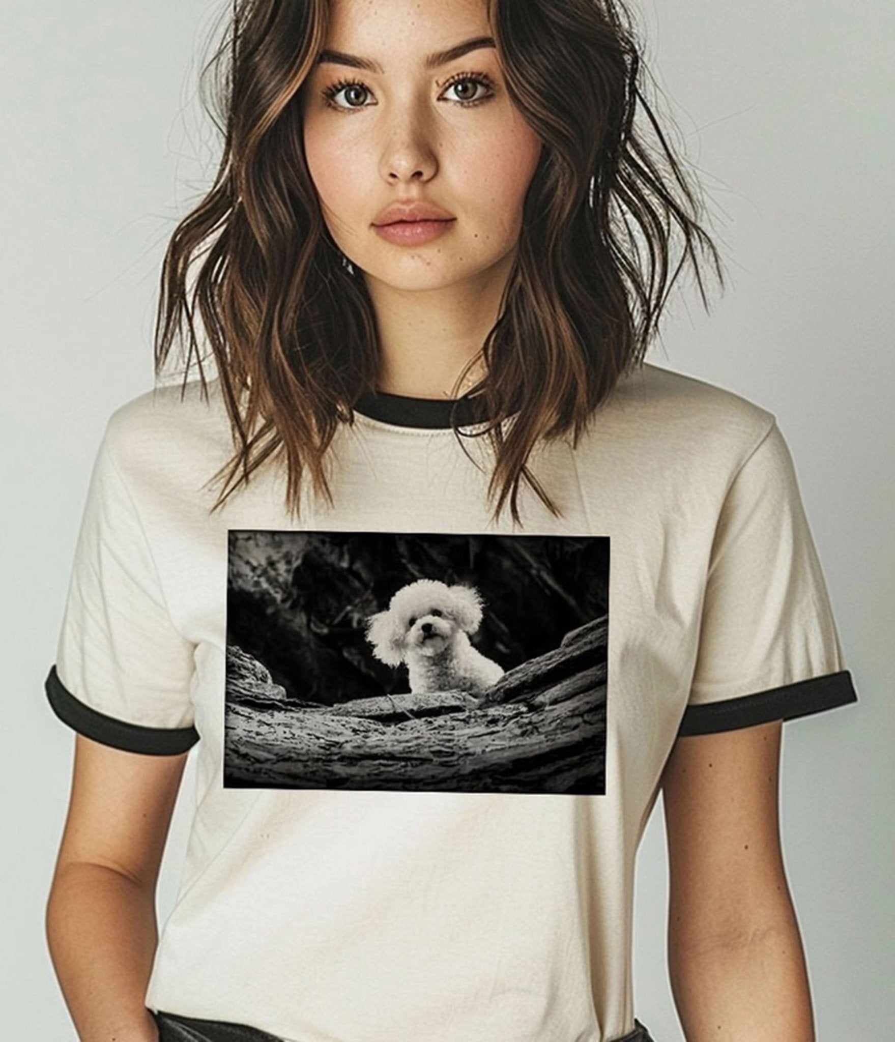 Ivory Dog & Well Unisex Ringer Graphic Tee - Unique Vintage - Womens, GRAPHIC TEES, TEES