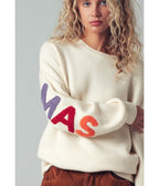 Ivory Festive Merry Christmas Sweater - Unique Vintage - Womens, TOPS, SWEATERS