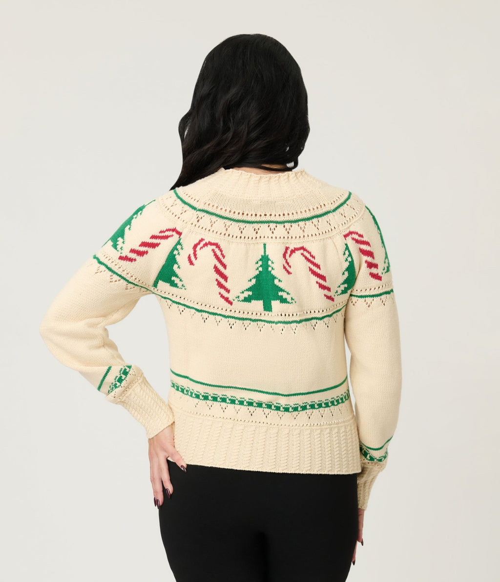 Ivory Holiday Cheer Cardigan - Unique Vintage - Womens, TOPS, SWEATERS