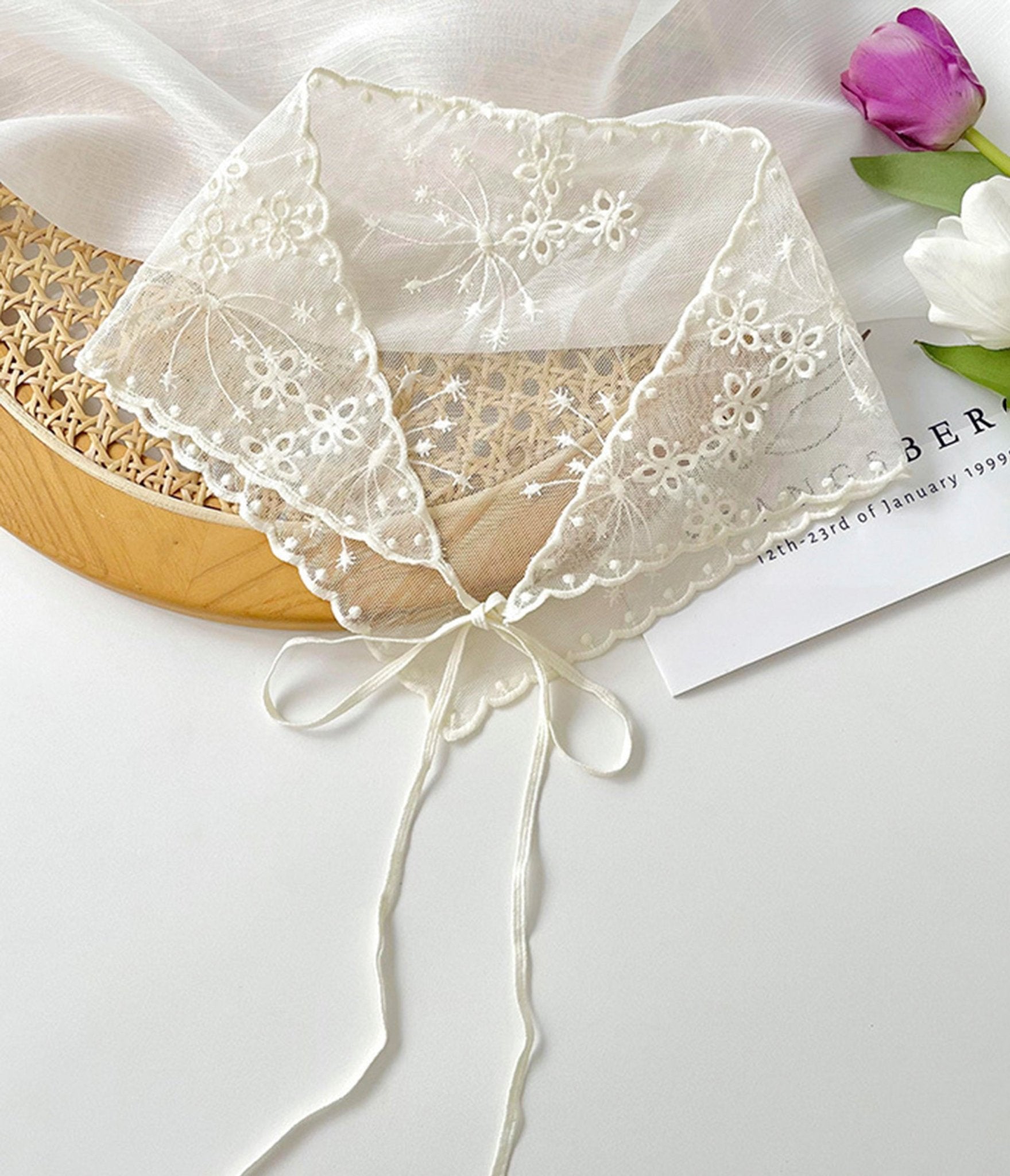 Ivory Hollow Lace Hair Scarf - Unique Vintage - Womens, ACCESSORIES, GLOVES/SCARVES