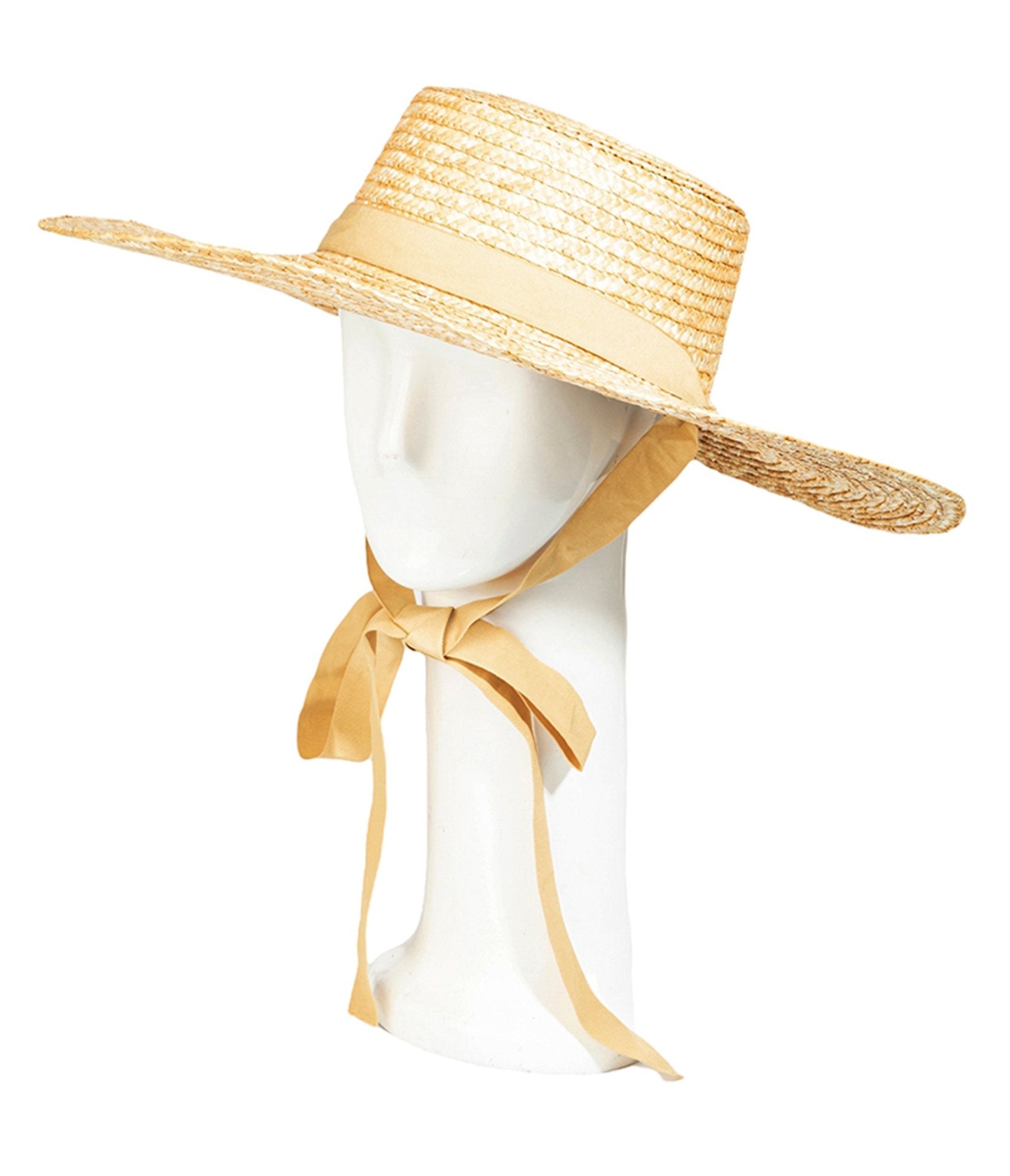 Ivory Straw Weave Ribbon Sun Hat - Unique Vintage - Womens, ACCESSORIES, HATS