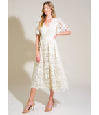 Ivory Woven Lace Midi Dress - Unique Vintage - Womens, DRESSES, MIDI
