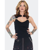 Jawbreaker Black O - Ring Cutout Knit Top - Unique Vintage - Womens, TOPS, SHIRTS