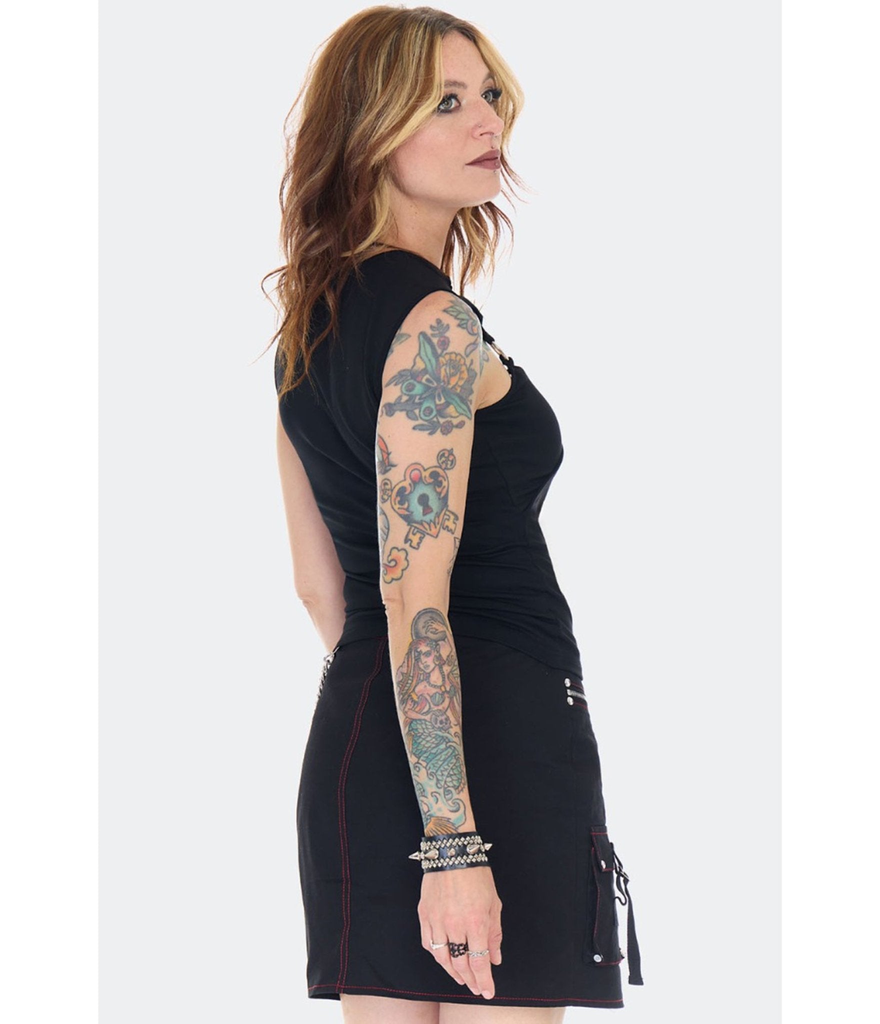 Jawbreaker Black O - Ring Cutout Knit Top - Unique Vintage - Womens, TOPS, SHIRTS