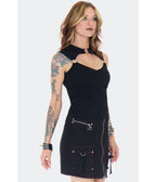 Jawbreaker Black O - Ring Cutout Knit Top - Unique Vintage - Womens, TOPS, SHIRTS