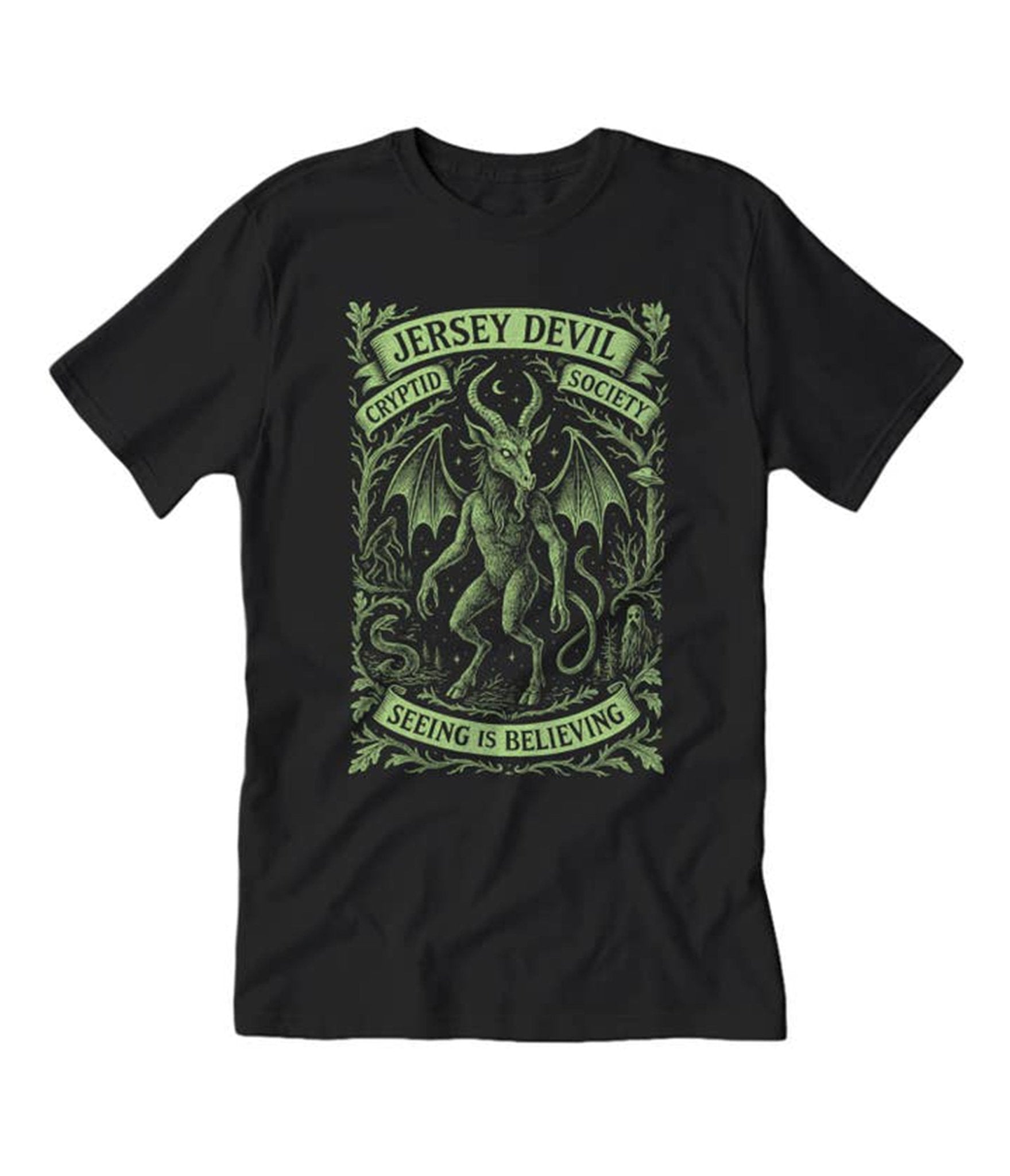 Jersey Devil Cryptid Society Unisex Graphic Tee - Unique Vintage - Womens, GRAPHIC TEES, TEES
