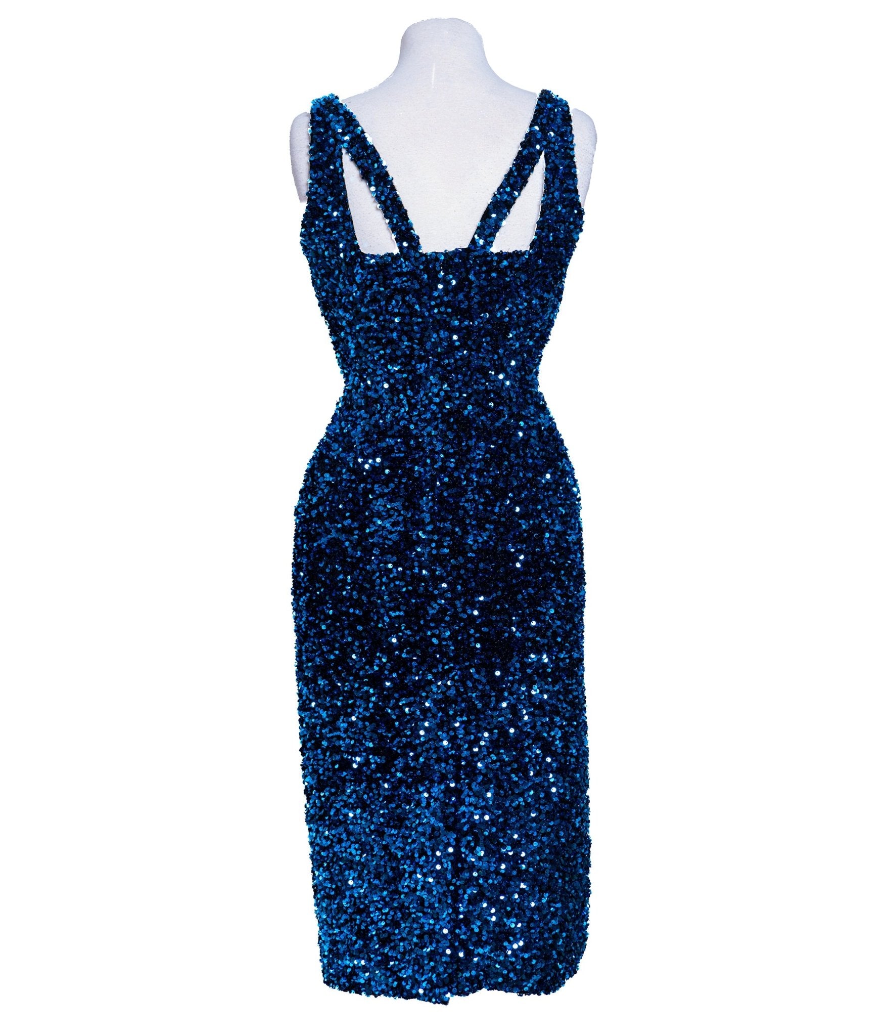 Jewel Blue Sequin Midi Dress – Unique Vintage