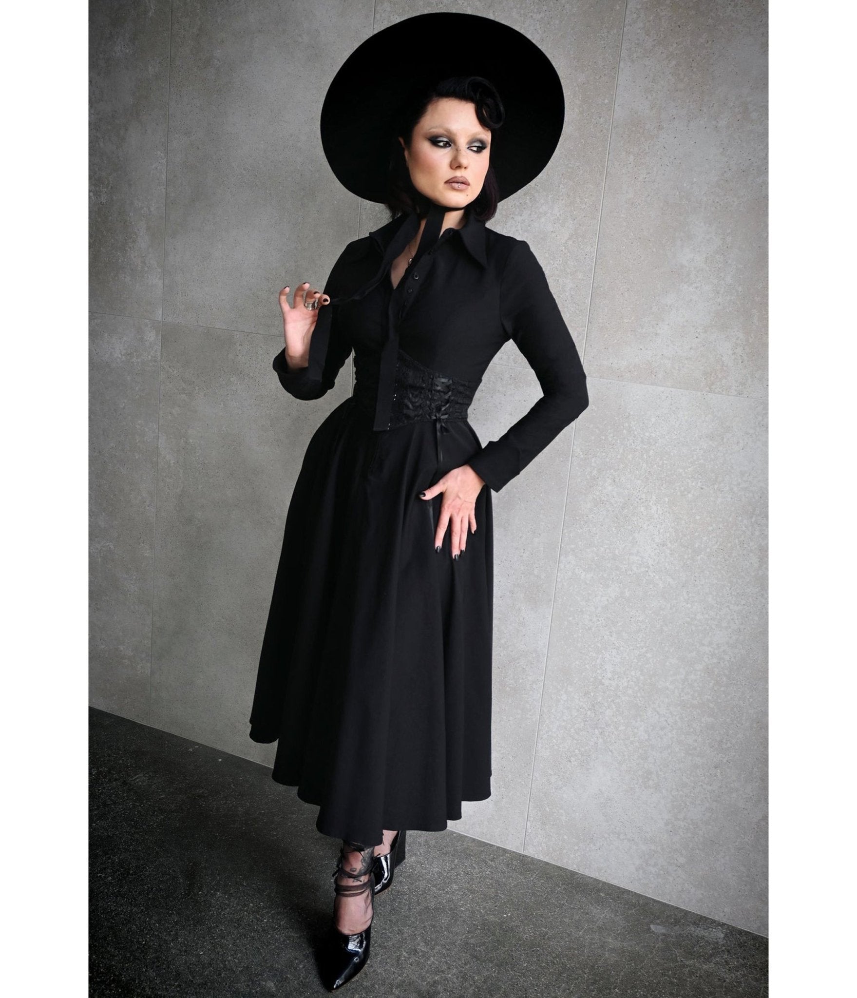 Katakomb Black Homemaker Midi Dress - Unique Vintage - Womens, DRESSES, MAXI