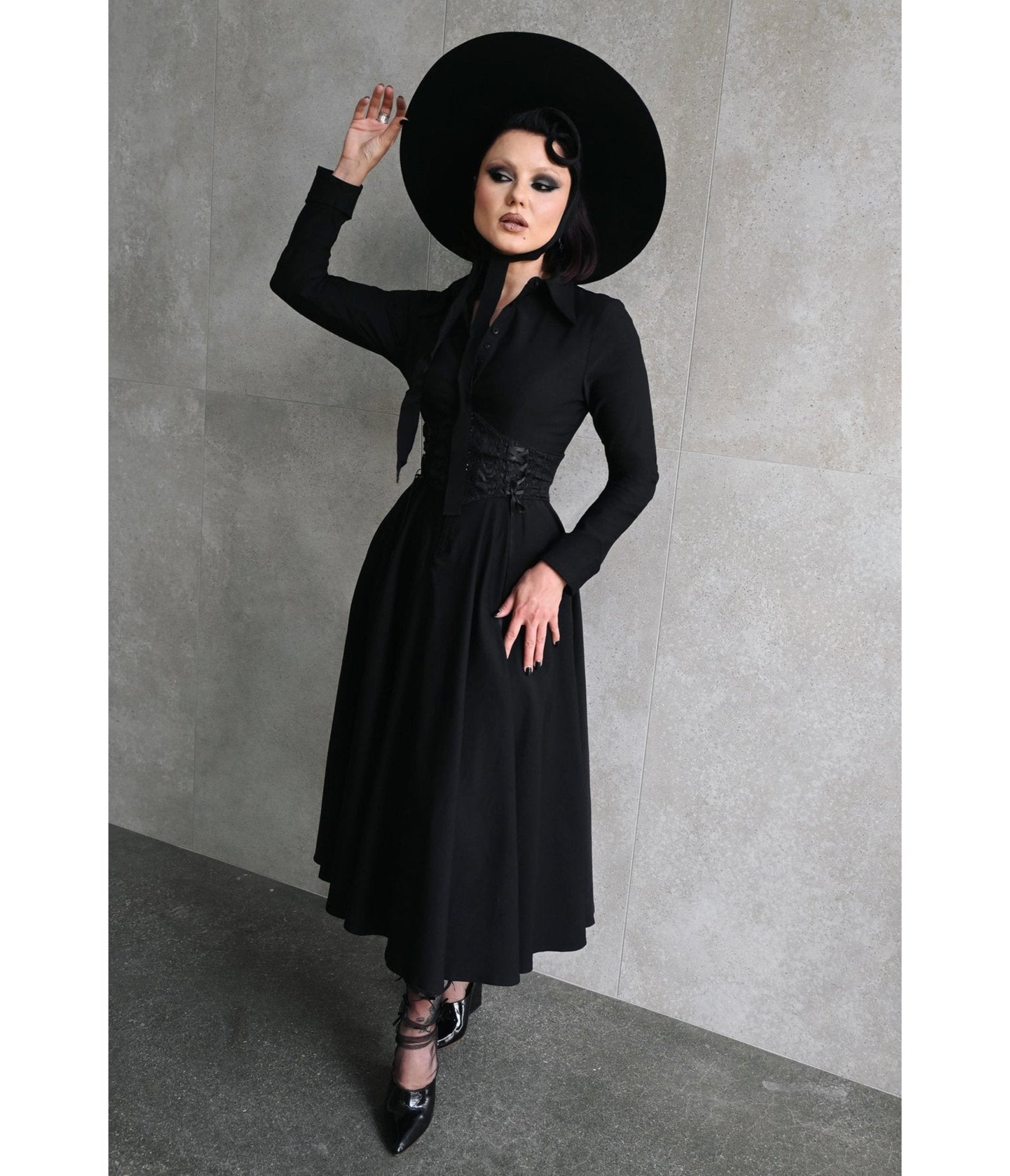 Katakomb Black Homemaker Midi Dress - Unique Vintage - Womens, DRESSES, MAXI