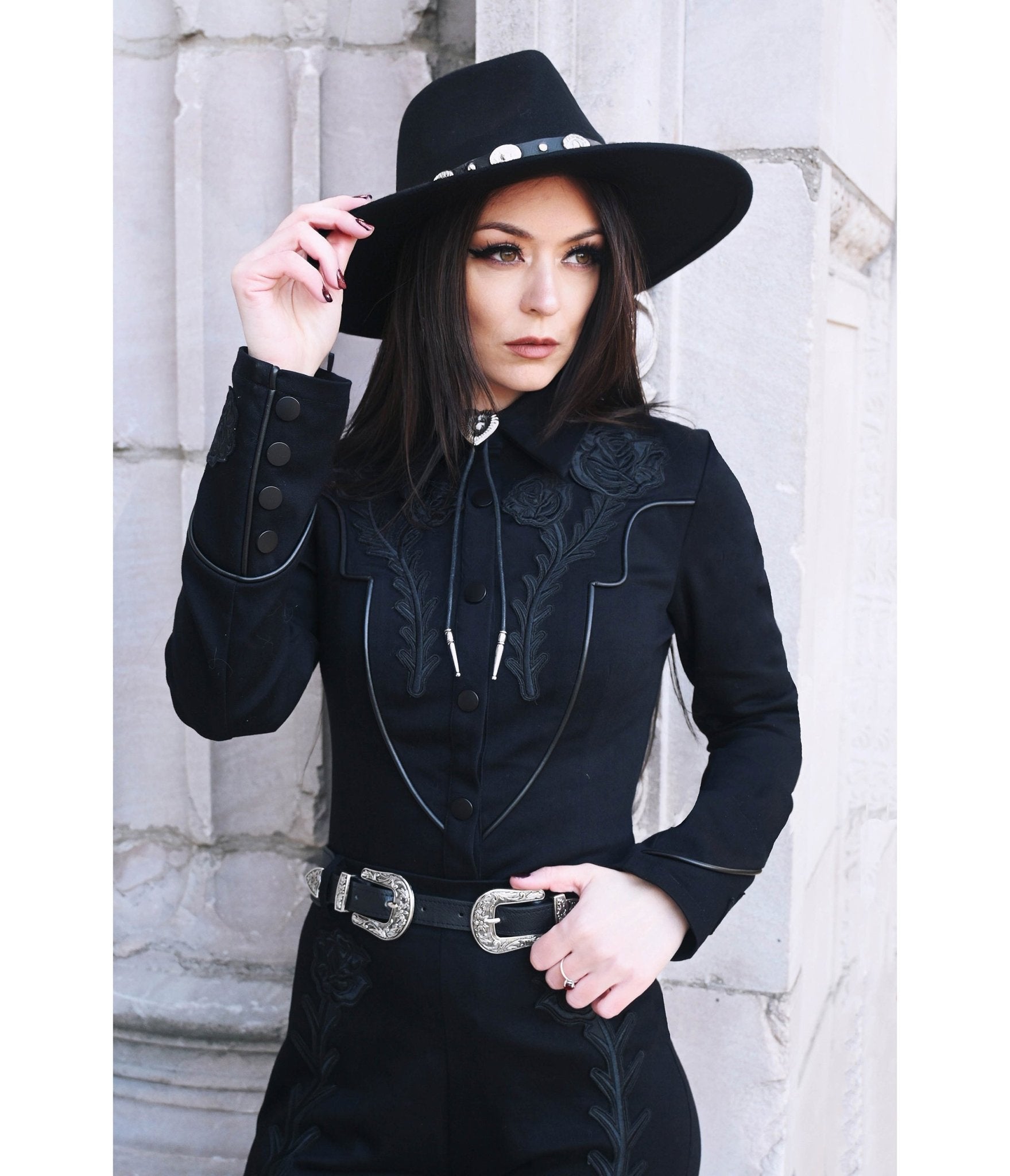 Katakomb Black Western Dallas Blouse - Unique Vintage - Womens, TOPS, WOVEN TOPS