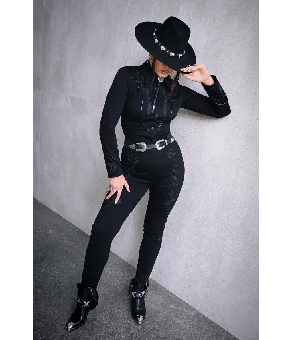 Katakomb Black Western Dallas Pants - Unique Vintage - Womens, BOTTOMS, PANTS