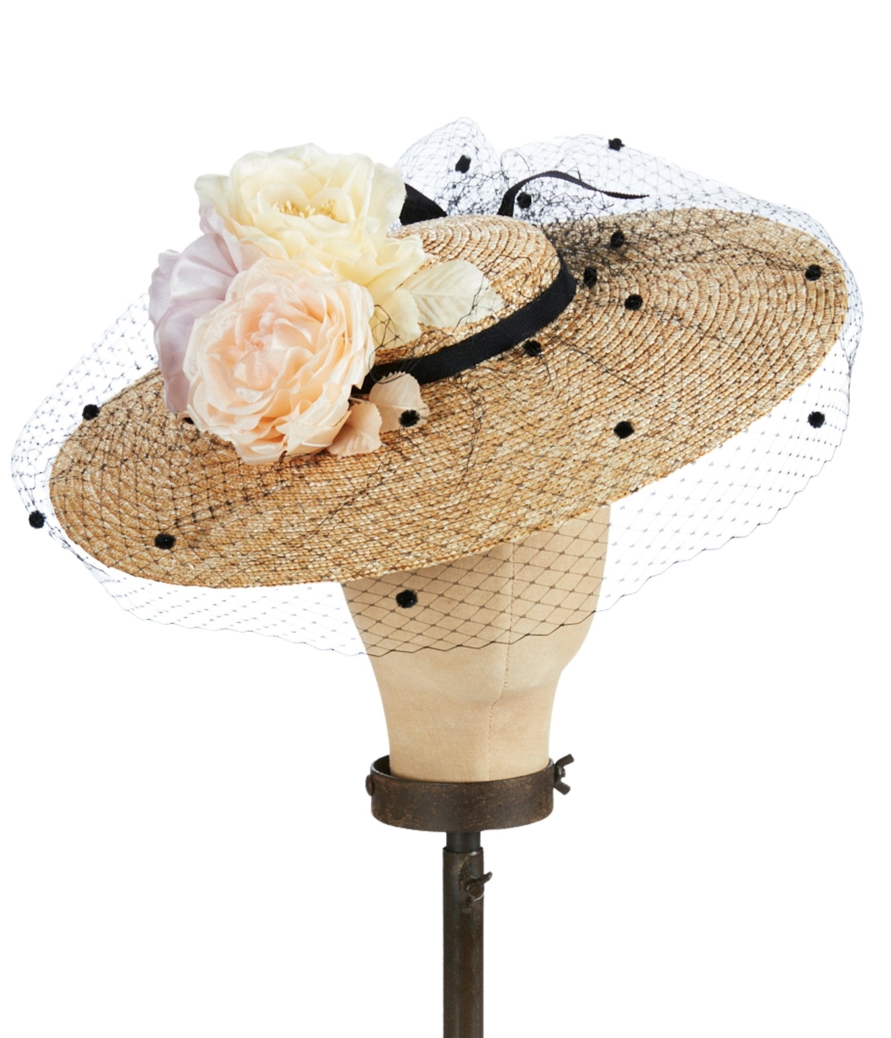 Kathy Jeanne Floral Straw Romantic Fascinator Hat - Unique Vintage - Womens, ACCESSORIES, HATS